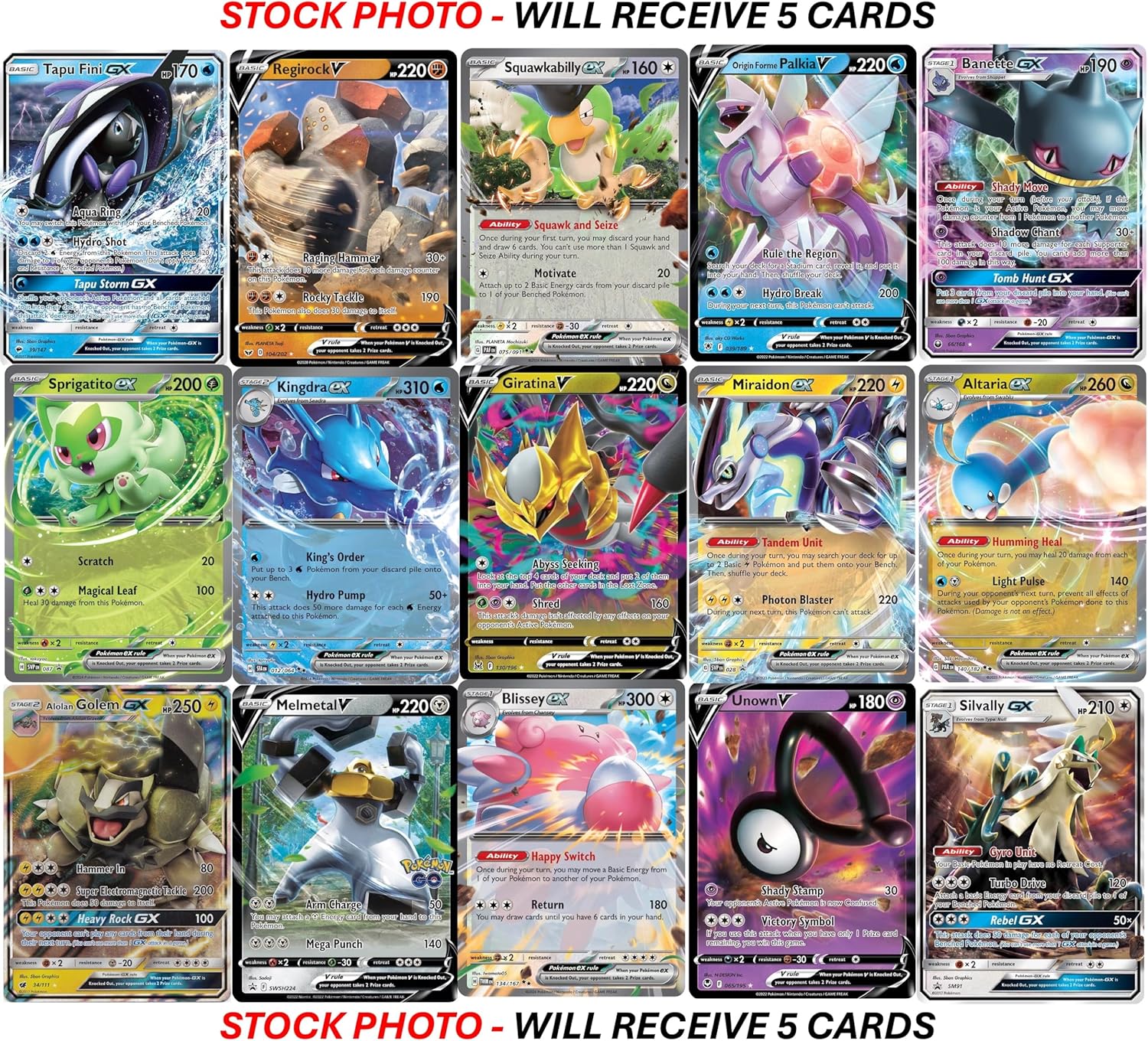 5 Pokemon Ultra Rare Card Lot - V, Gx, ex, Assorted Variety - No Duplicates - Image 4