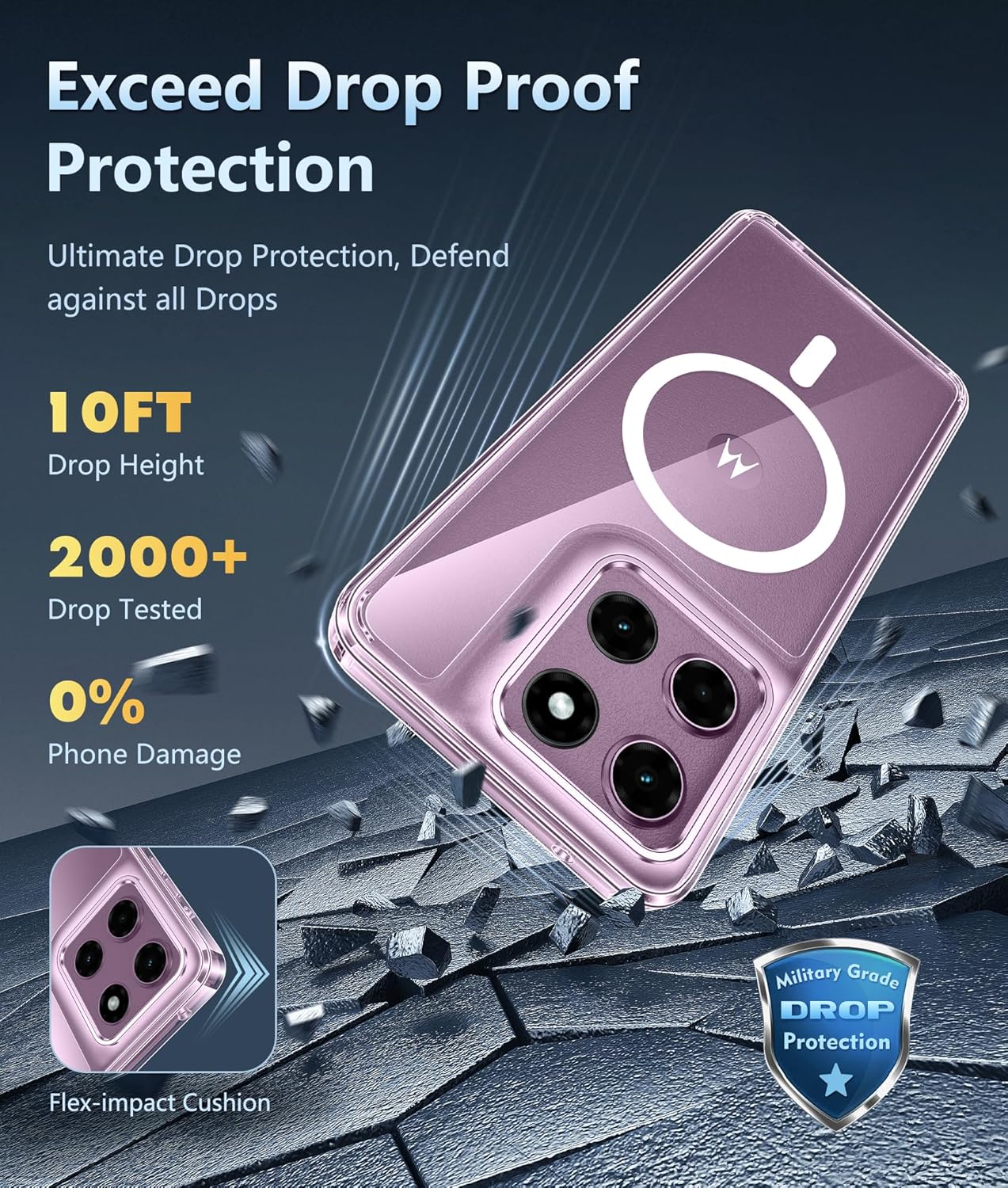 FNTCASE for Motorola Moto G Stylus-2026/2025 Case: Clear Magnetic Case with Screen Protector Military Grade Drop Anti Yellowing Cell Phone Cover - Shockproof Protective Bumper Transparent Cases(Clear) - Image 4