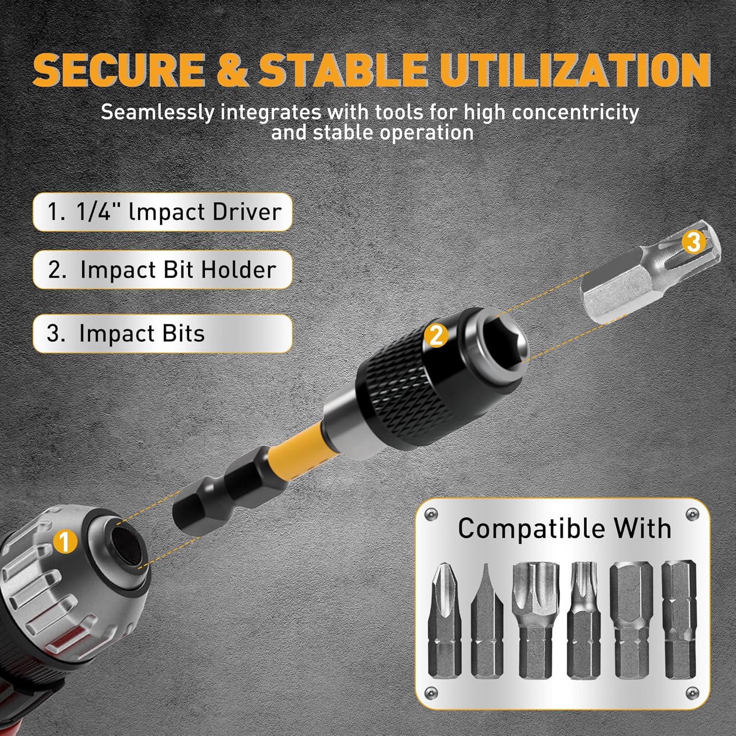 ELEAD 3-Piece Quick Change Bit Holder, 1/4" Magnetic Hex Shank Drill Bit Adapter for Screws, Nuts, Drill, bit set and Handheld Driver - Image 4