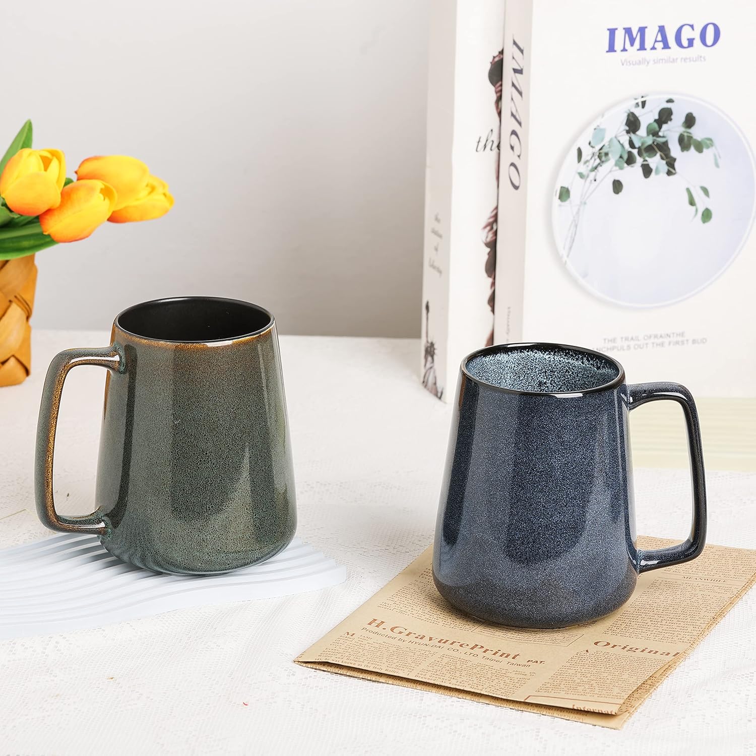 Large Ceramics Coffee Mugs,24 oz,Large Handle Design,Extra Large Tea and Coffee Cup for Office and Home,Microwave and Dishwasher Safe(Color:24 oz green) - Image 6