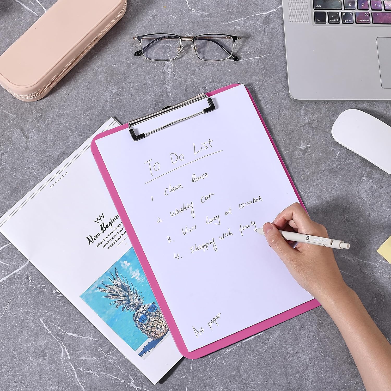 Mr. Pen- Plastic Clipboard, 12.5" x 9", 2 Pack, Hot Pink Clipboard Plastic, Low-Profile Metal Clip with Retractable Hanging Hole - Image 6