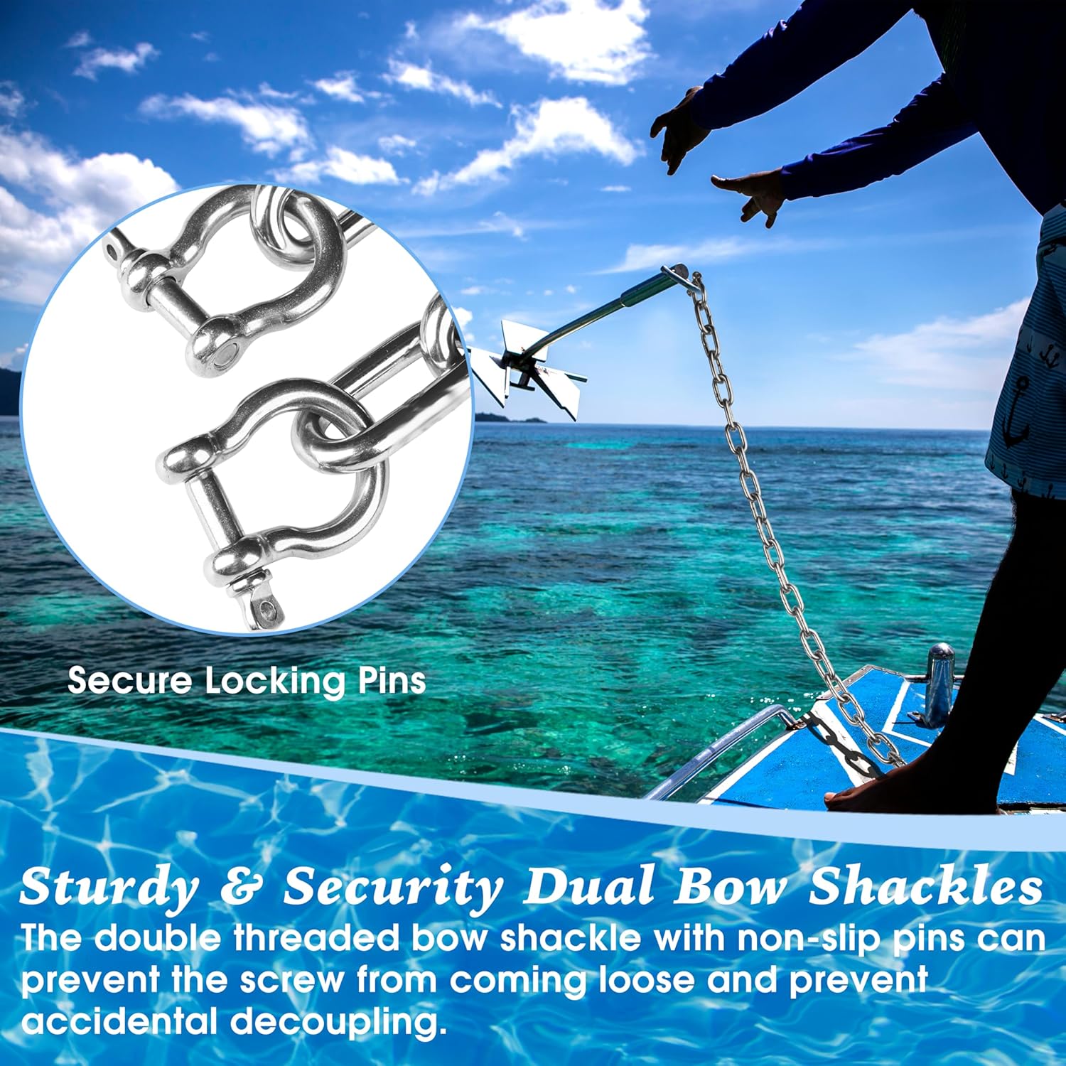 itayak Boat Anchor Chain, 316 Stainless Steel Marine Grade Anchor Lead Chain with Dual 5/16 Inch Lock Ring Shackles for Boats, Works with Different Anchors - Image 4