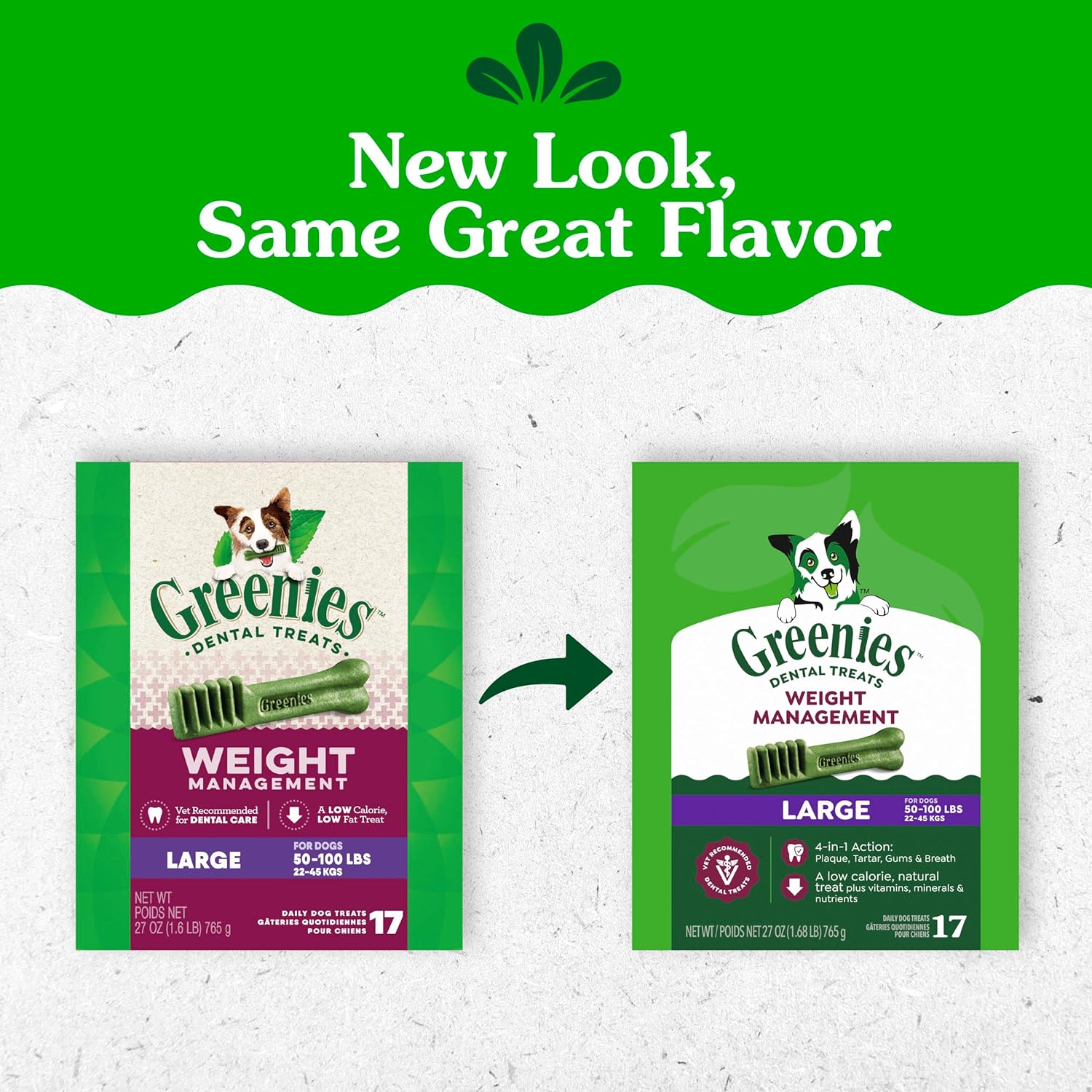 Greenies Veterinarian-Recommended Adult Natural Dental Dog Treats Large Size, Weight Management Dog Dental Chews, 27 oz. Pack, 17 Count - Image 2