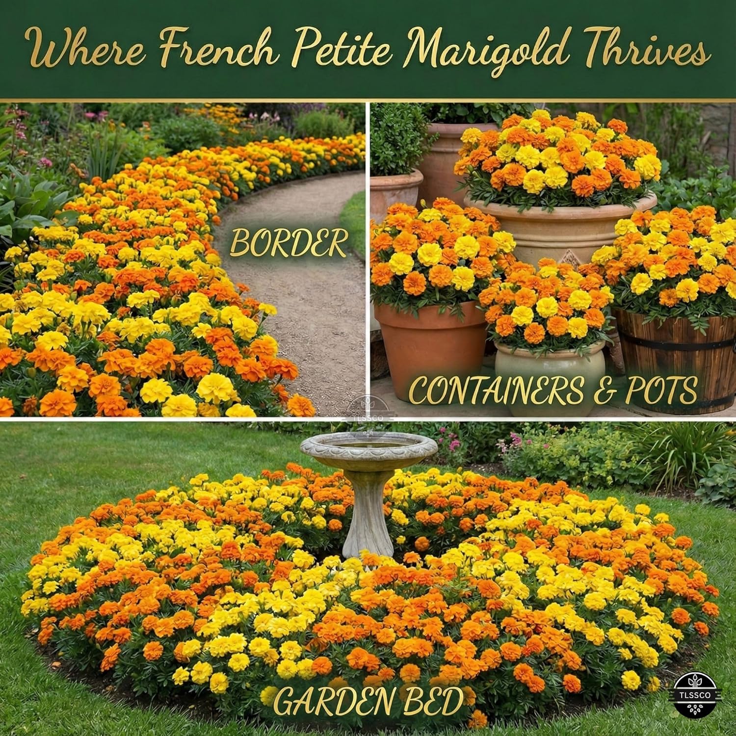 1450+ French Petite Marigold Seeds, Pack for 2026 USA Premium Non-GMO Flower Seeds for Planting Outdoors AKA. Tagetes patula Easy to Grow Heirloom Seeds - Image 4