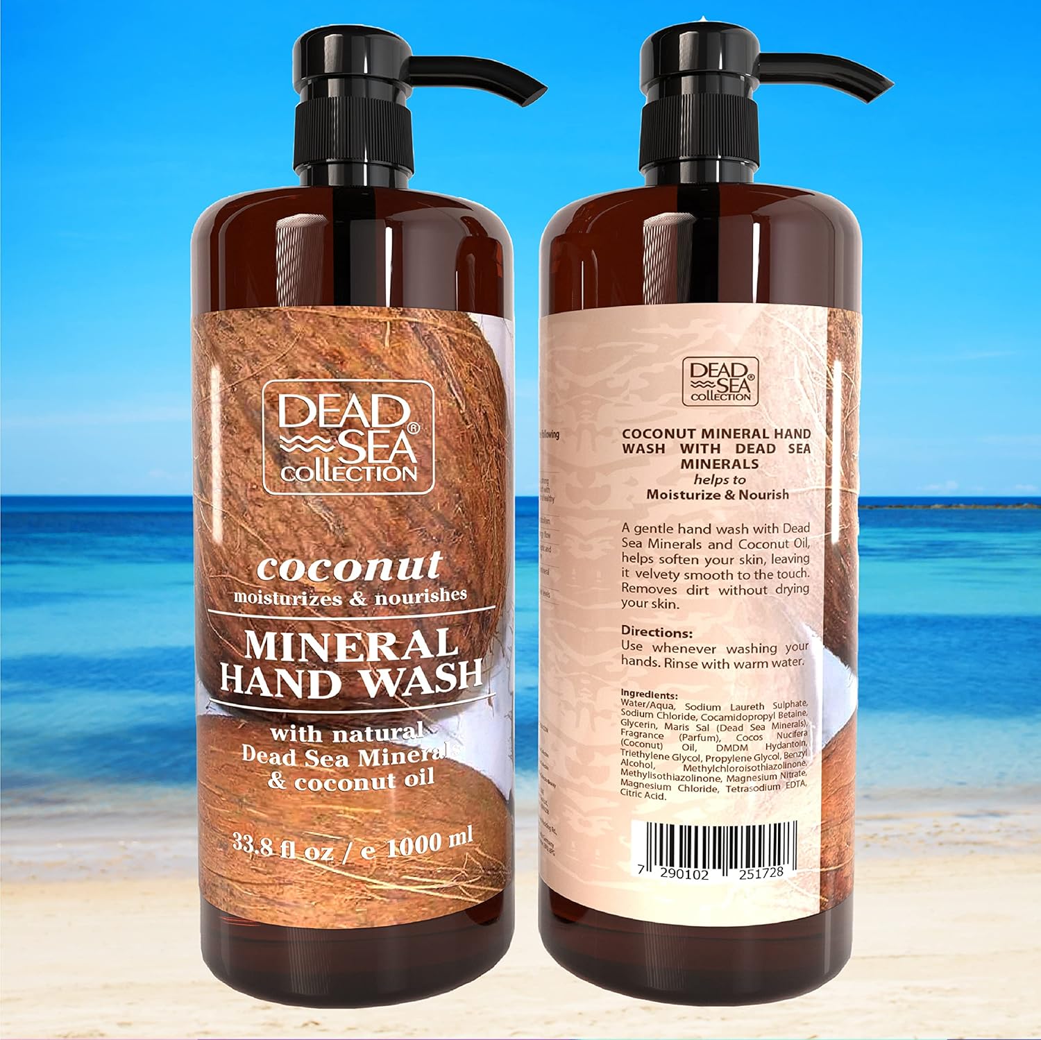 Dead Sea Collection Hand Soap Pump Coconut - Hand Wash Liquid with Dead Sea Minerals and Coconut Oil - All Skin Types Moisturizing & Nourishing - Pack of 2 (33.8 Fl Oz Each) - 67.6 Fl Oz - Image 8