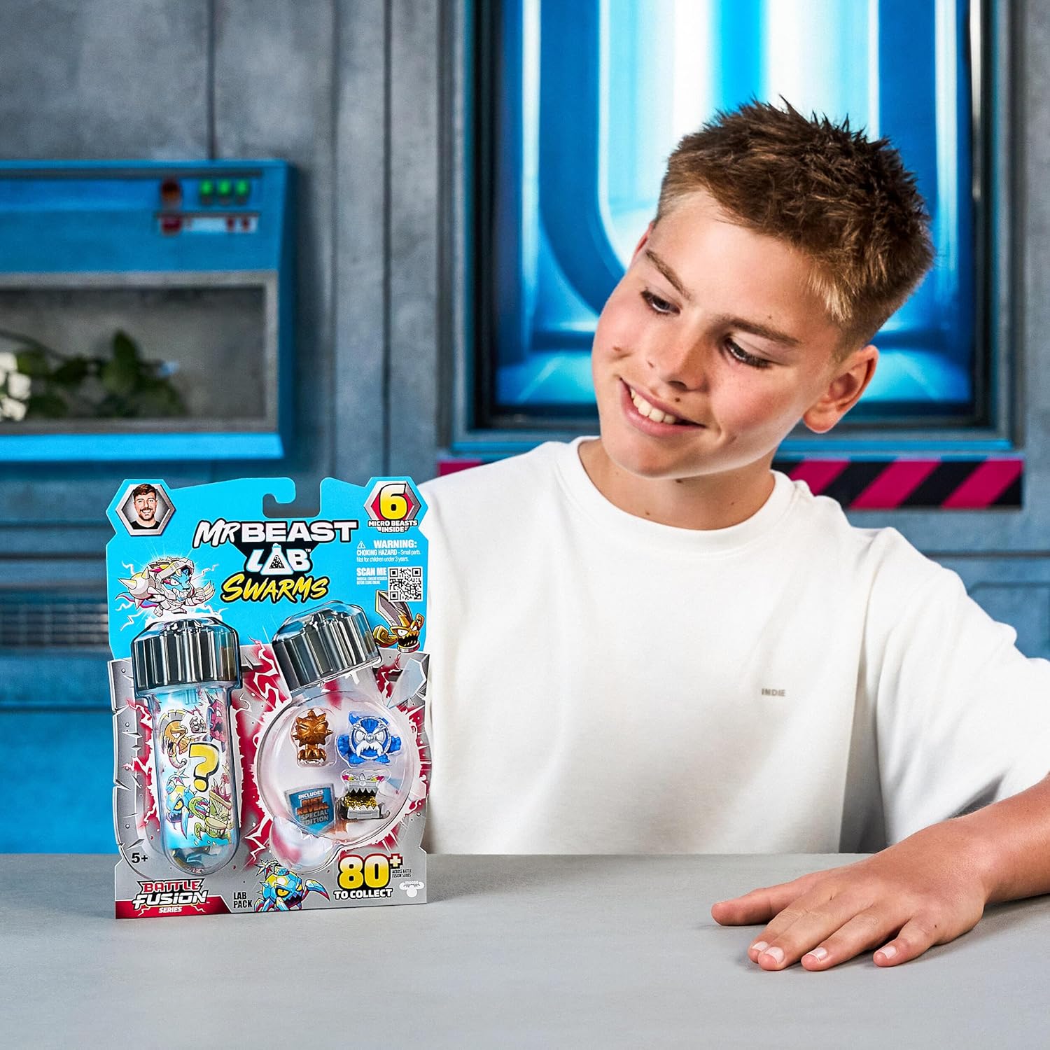 MrBeast Lab Swarms Battle Fusion Series, Collect 80+ Unique 1" (2.5 cm) Swarms, Lab Pack Includes 6 Micro Beasts, 6 Collectible Stickers & 1 Stackable Fusion Caps to Build Out Your Own MrBeast Lab - Image 7