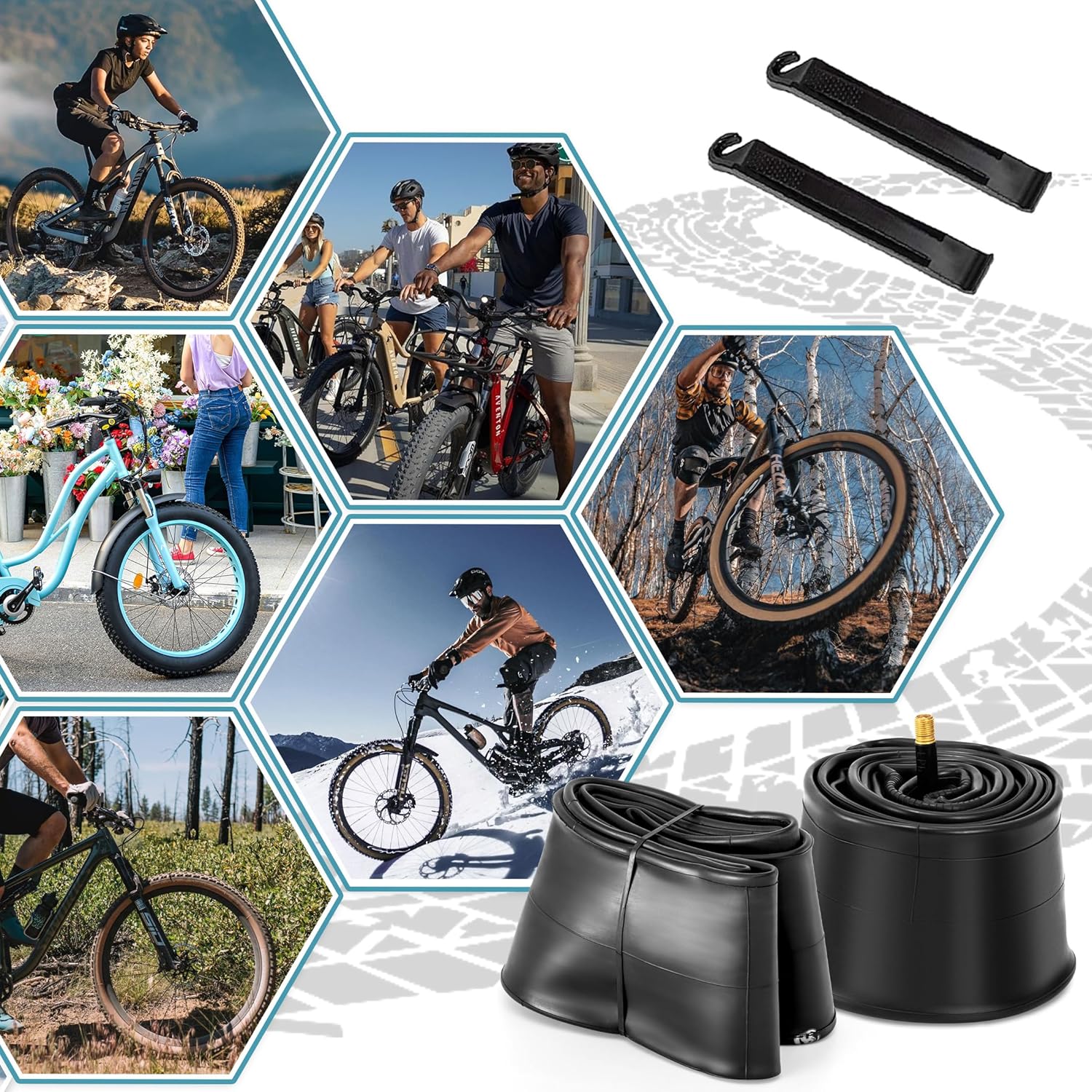 Hycline Fat Bike Inner Tube: 20/26x3.0-4.0 Inch 2-Pack Electric Fat Tire Tubes AV 32mm Schrader Valve, Premium Butyl Rubber Puncture Resistant Replacement Tubes with 2 Tire Levers - Image 7