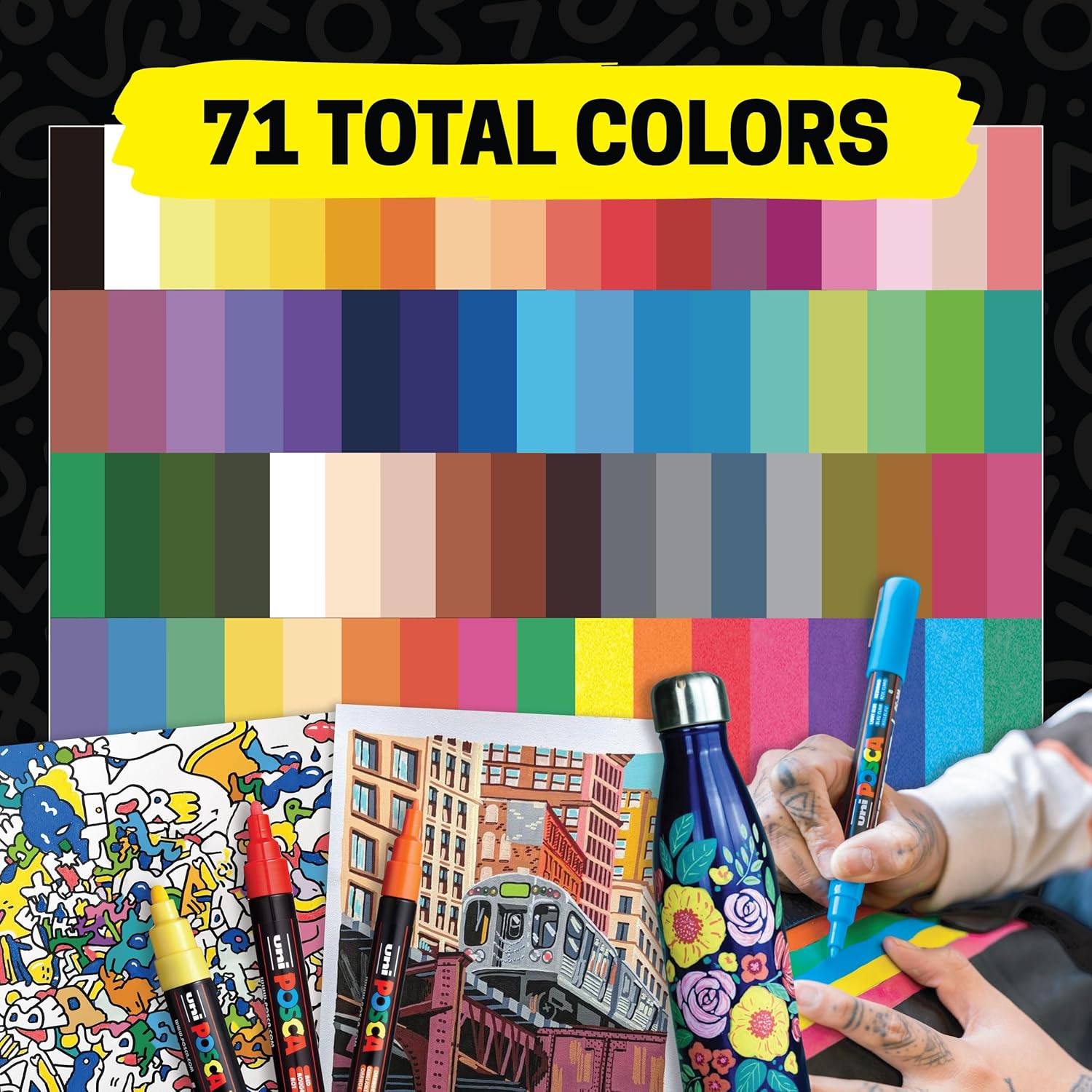 Posca Paint Art Markers, Set of 15 5M Medium Acrylic Markers with Reversible Tips, Artist Recommended Paint Pens for Gifts, Decorations, Fabric, Metal, Windows, Wood and Canvas - Image 8
