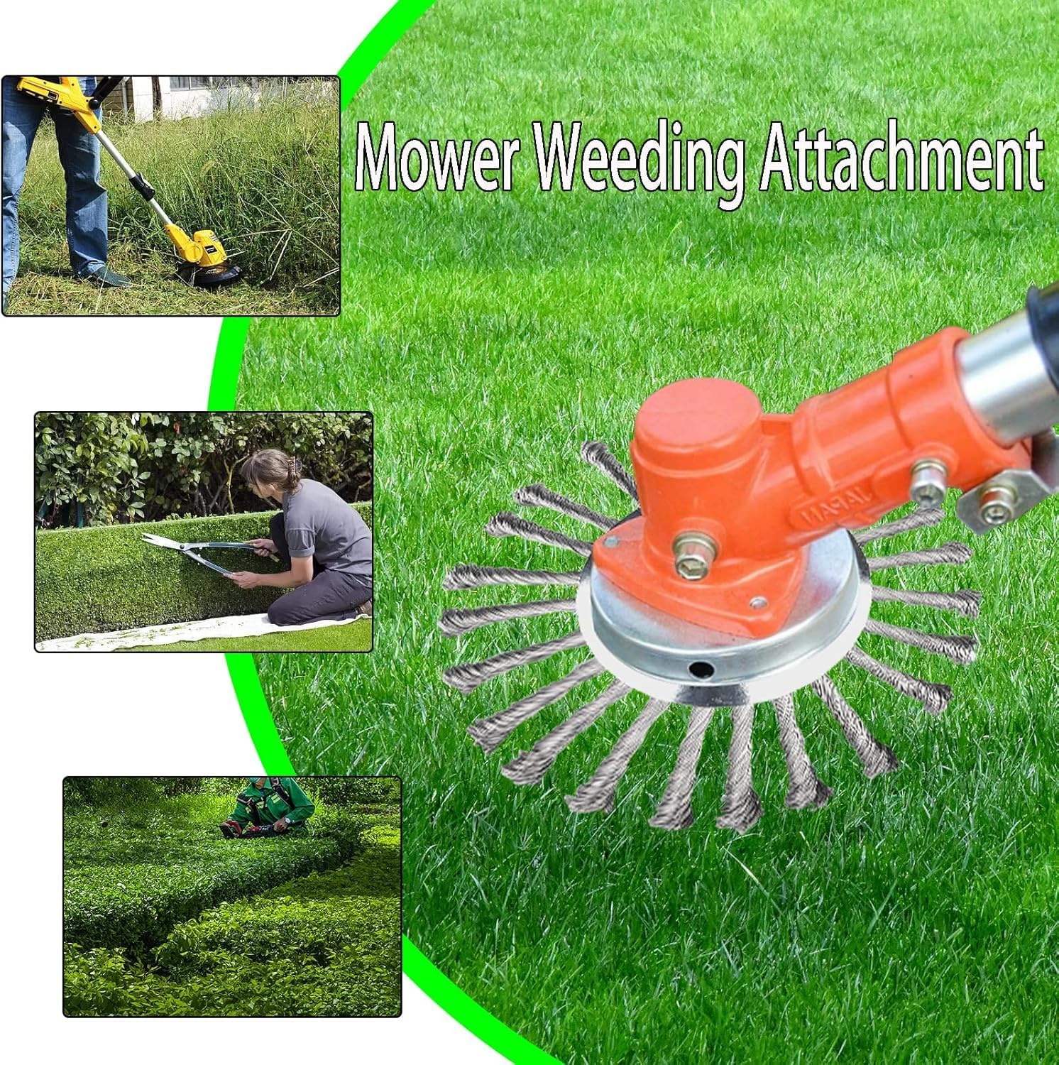 8 Inch Steel Wire Weed Eater Blades, Universal Weed Eater Attachments, Brush Cutter Trimmer Blade with Universal Adapter Kits, Unbreakable Wired Weed Eater Head Replacement for Removing Moss Weed Rust - Image 4