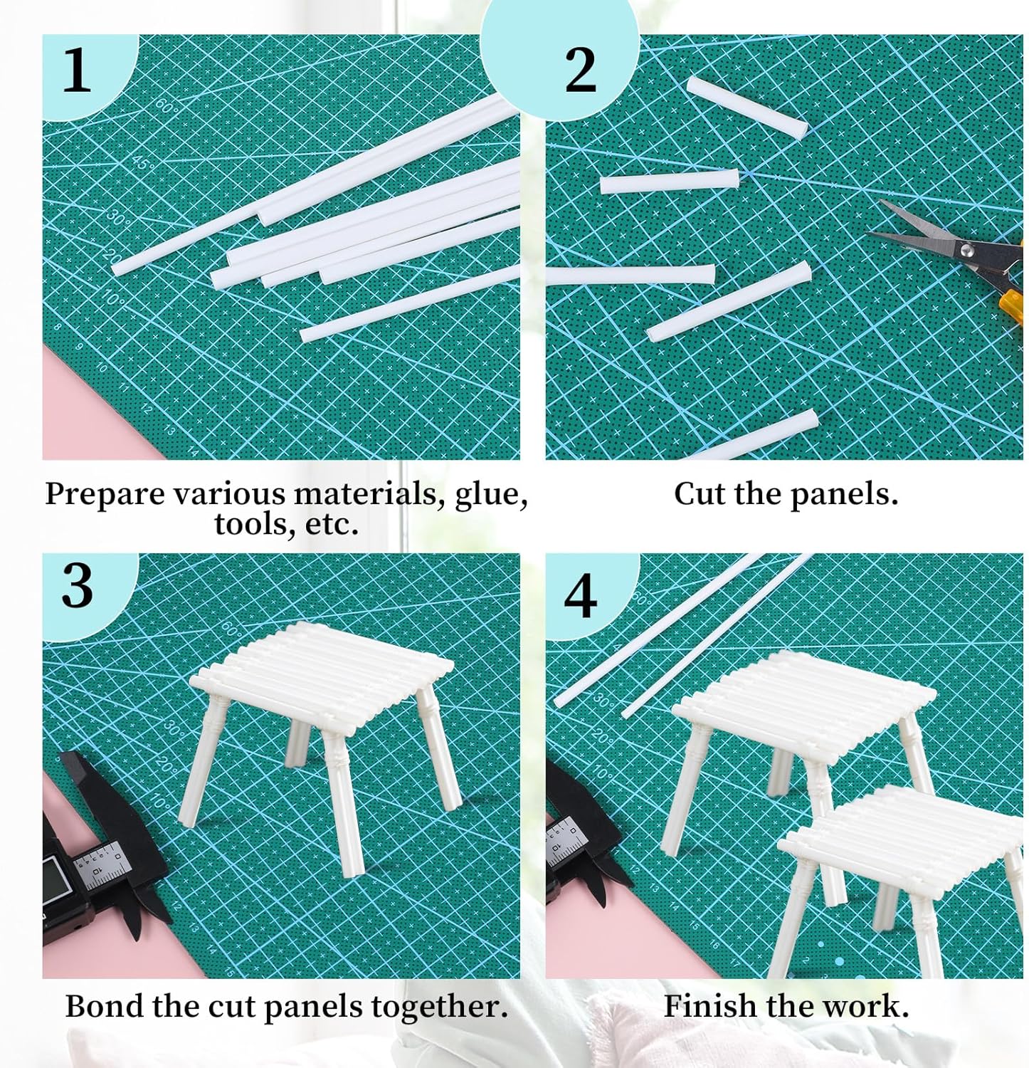 25 Pcs ABS Plastic Round Tubes 5 Sizes ABS White Bars Rod Hollow 2mm 3mm 4mm 5mm 6mm Round Tube Connector Cylinder Hollow Bar for DIY and Crafts Table Architectural Model Making(9.8 Inches Long) - Image 4