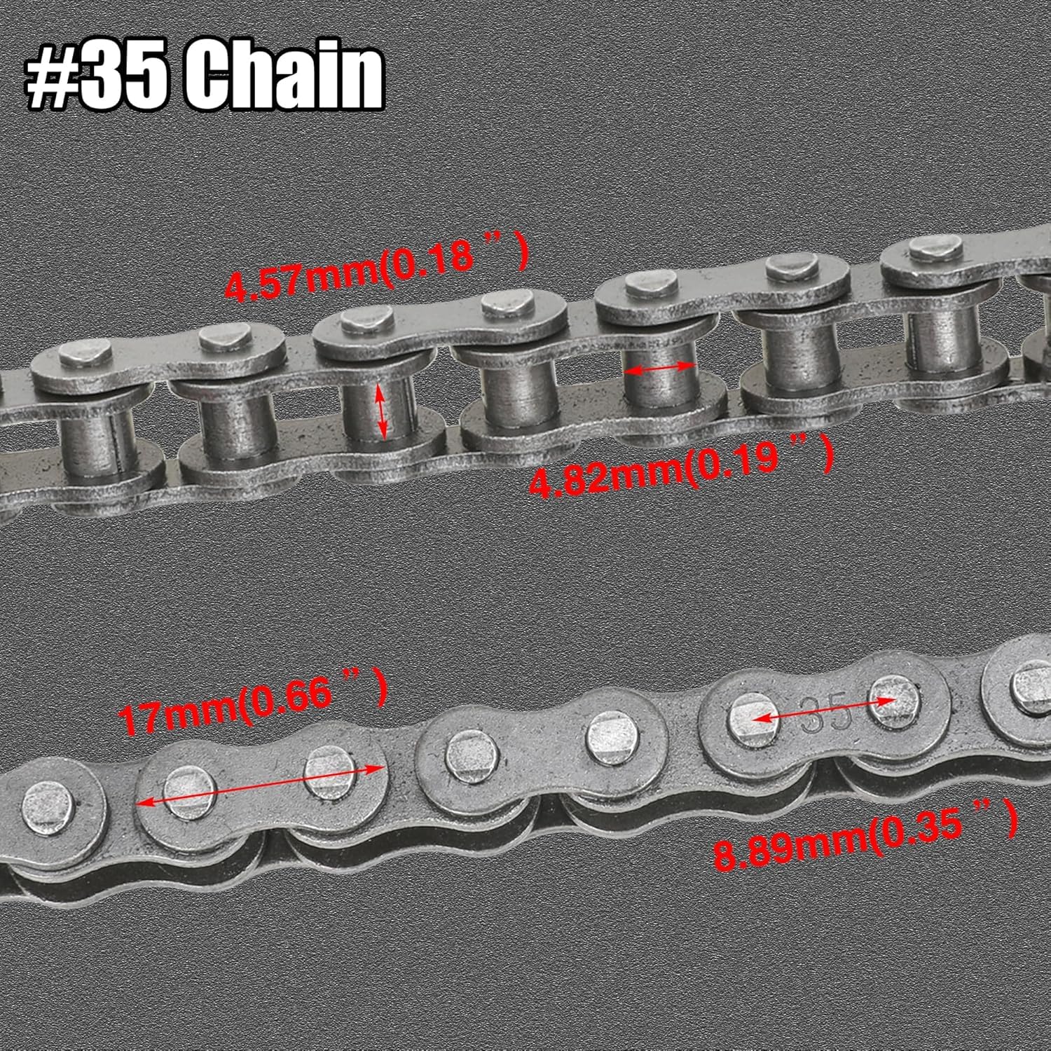 YOXUFA #35 Roller Chain for Mini Bike Coleman CT100U CC100X Baja Doodle Bug Dirt Bug Racer DB30 Motovox MBX10 MBX11 MMB80 Predator 79cc 97cc 100cc Engine Powersports Parts 140 Links Drive Chain - Image 4