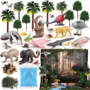 37PCS Rainforest Animals Figures To...