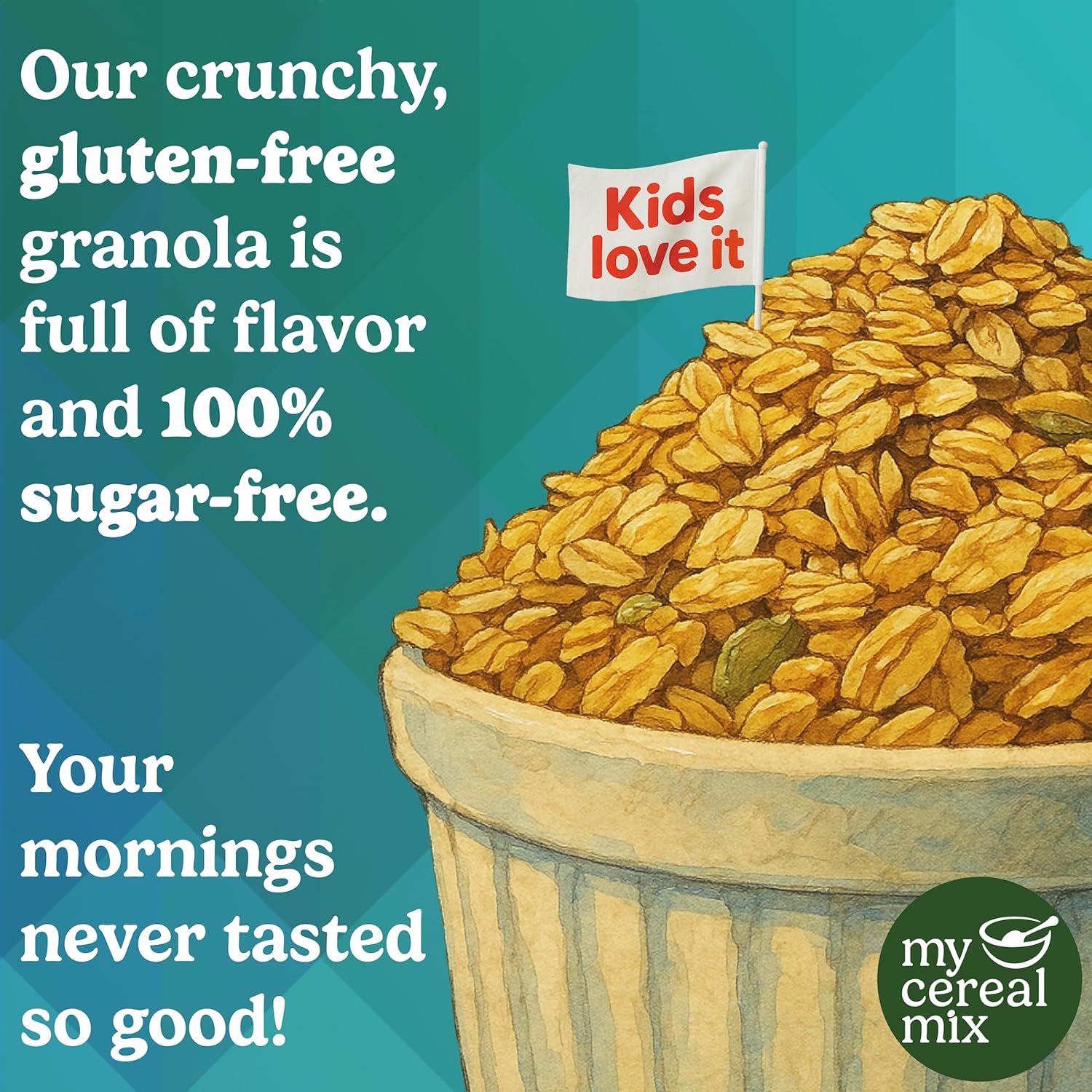 MyCerealMix Cinnamon Pecan Sugar-Free Granola, 10 oz - Keto & Diabetic-Friendly, Plant-Based, No Added Sugar, Gluten-Free, High Fiber, Allulose & Monk Fruit Sweetened, Non-GMO Oats - Image 4