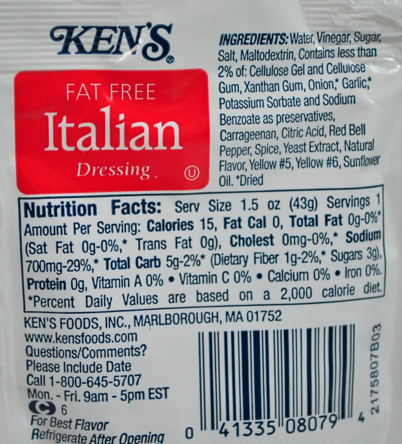 Kens Fat Free Italian Dressing (Case of 60)