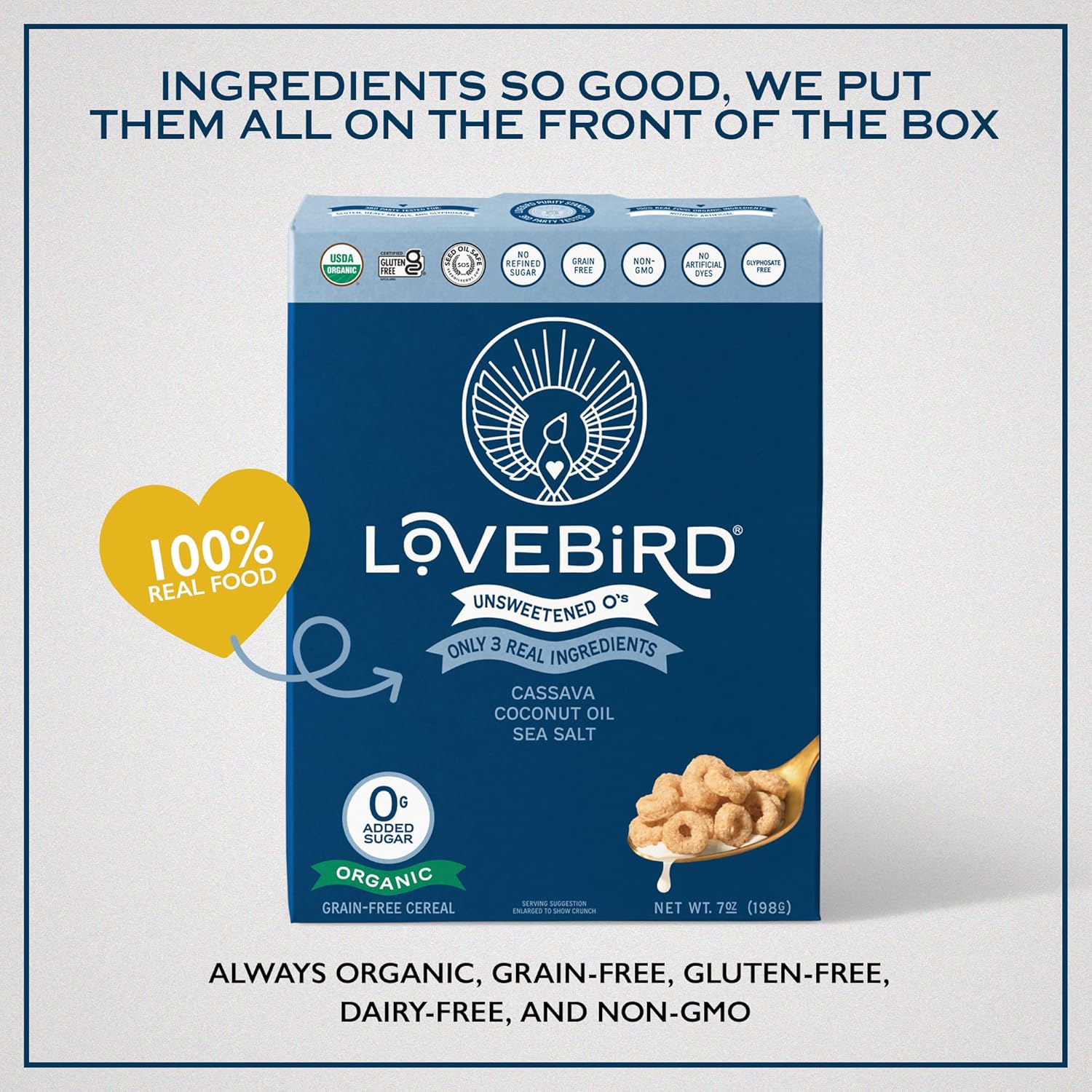 Lovebird Organic Cereal That Actually Tastes Good - 100% Real Food & Healthy Gluten Free Cereal, No Refined Sugar, Paleo, Keto Friendly Healthy Snacks for Kids, Adults - Variety, 6-Pack - Image 7