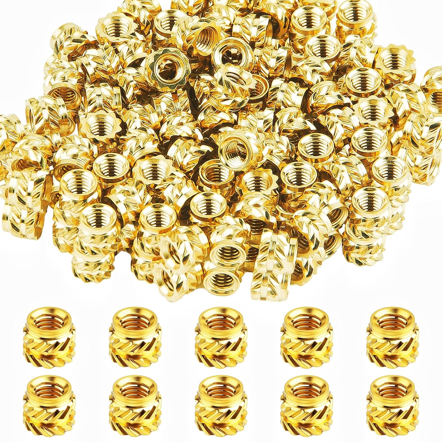 100 PCS M3 Threaded Insert M3 x 4mm x 5mm Heat Set Inserts, 3D Printing Brass Nuts Threaded Inserts Nuts for Plastic, Female Thread Knurled Heat Embedment Nut for Loptop Automotive Plastic Shell