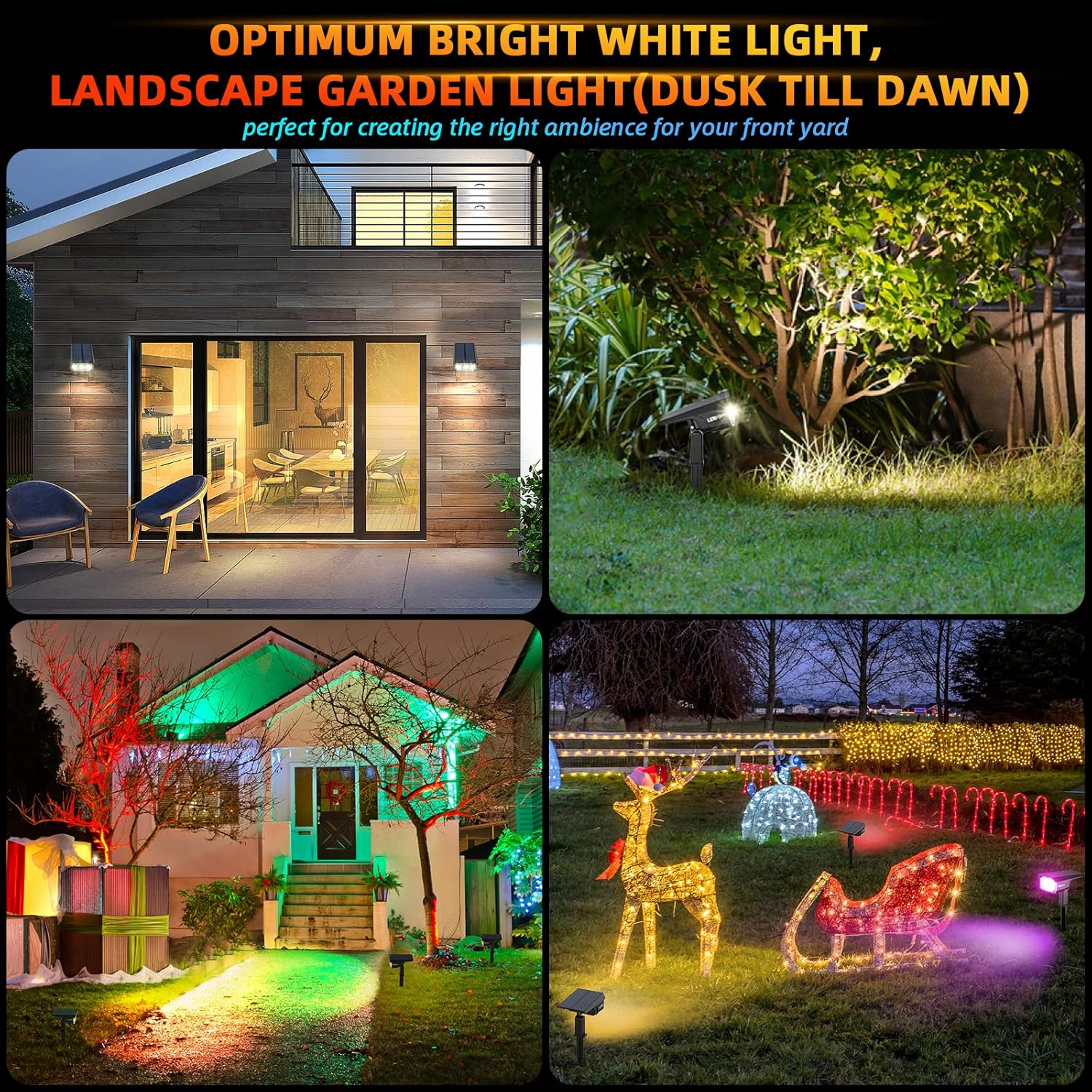 Solar Outdoor Lights,40 LEDs Color Changing RGB Solar Landscape Path Lights,USB & Solar Powered Multicoloured Spotlights,14 Colors Auto Cycling Spotlights for Yard,Garden,2 Pack - Image 7