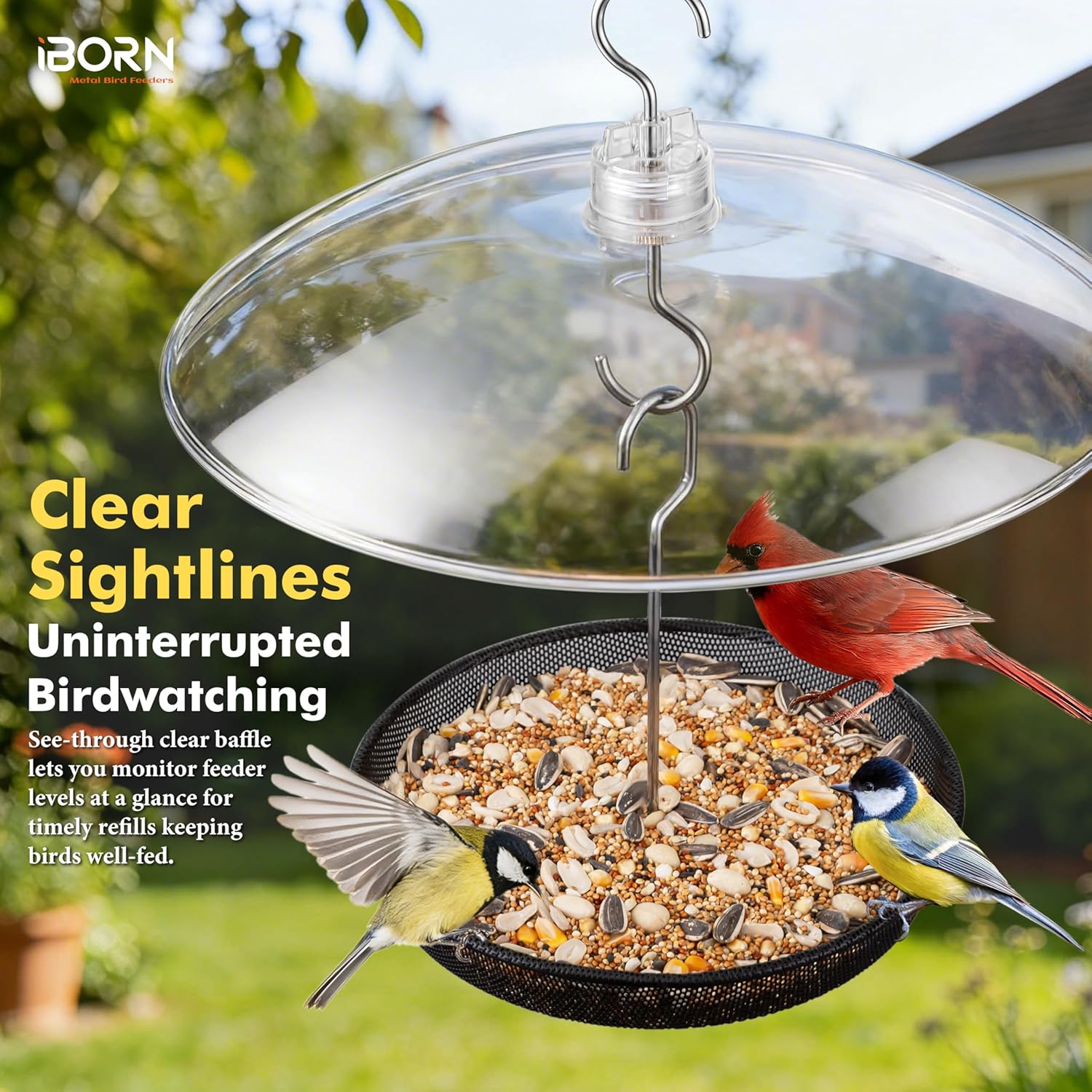 iBorn Baffles for Bird Feeders, 13” Bird Feeder Cover for Rain Guard, Birds Feeders Rain Guard, Full Protection for Feeders for Outdoors, Chew-Proof Polycarbonate, Pack of 2, Transparent - Image 7