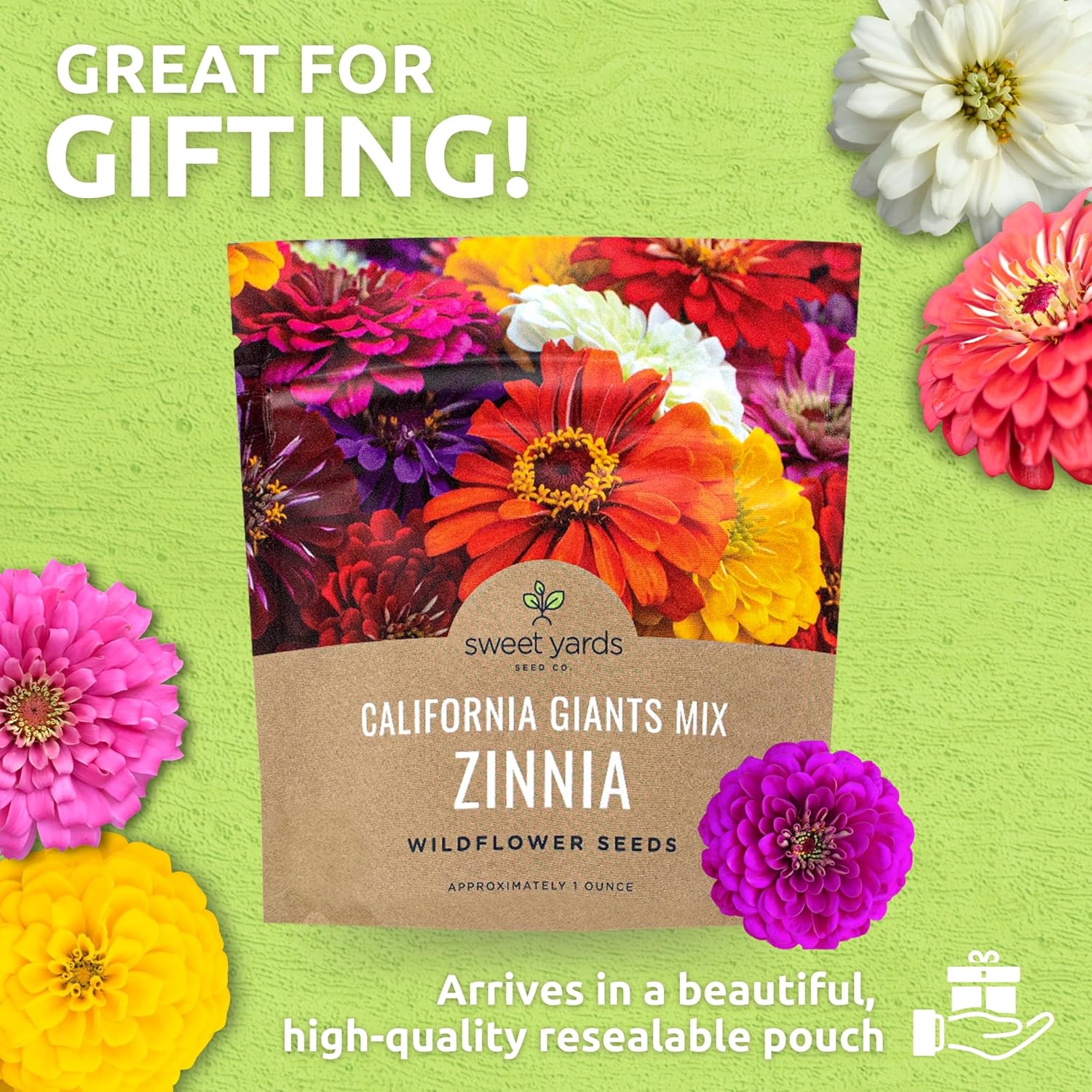 Zinnia Seeds - California Giants Mix - Large 1 Ounce Packet - 3,000 Flower Seeds - Mixed Colors and Large Blooms - Image 10