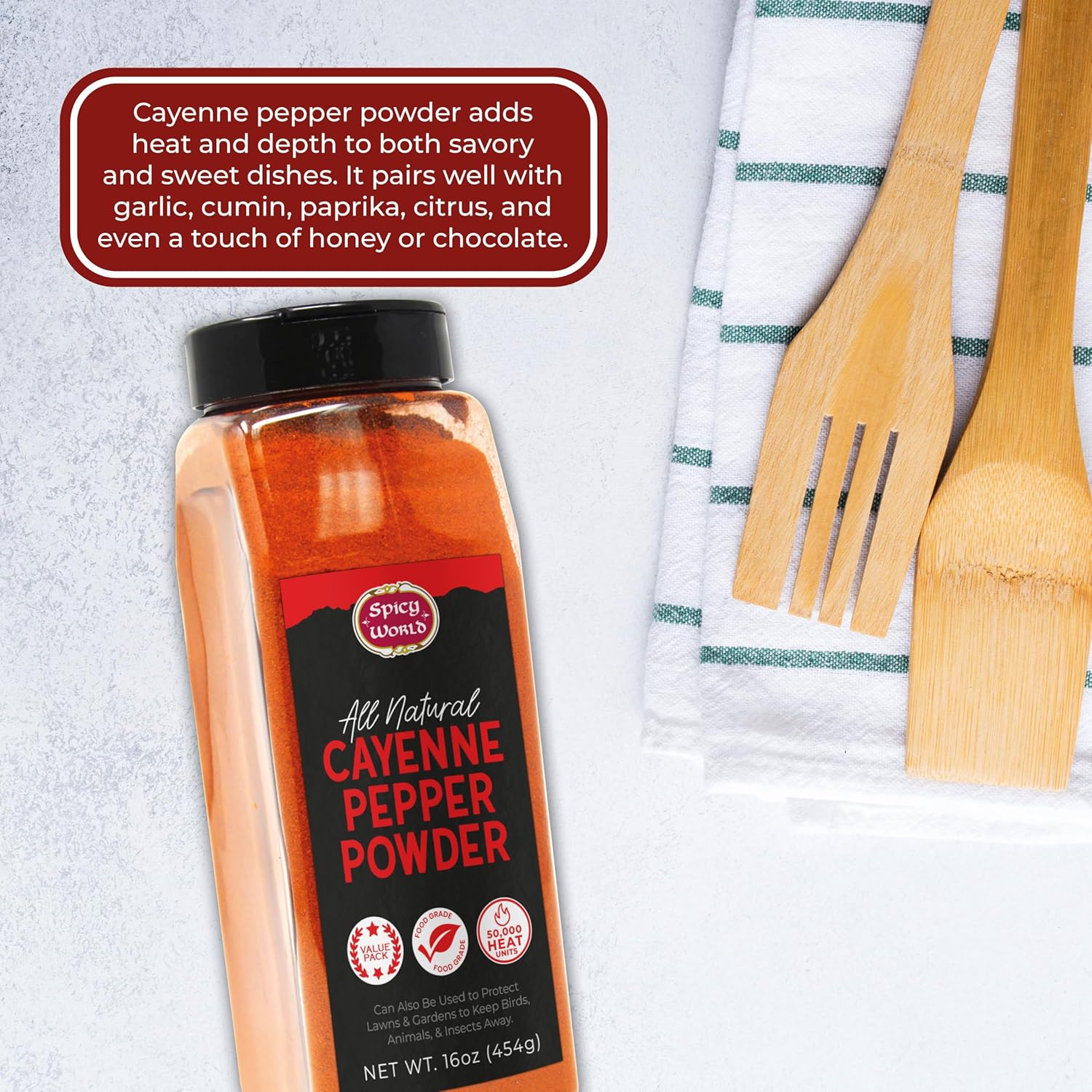 Cayenne Pepper Powder 16oz Jar - 50,000 SHU, Gluten Free, All Natural Red Pepper, Garden Wildlife Natural Pest Control by Spicy World - Image 8