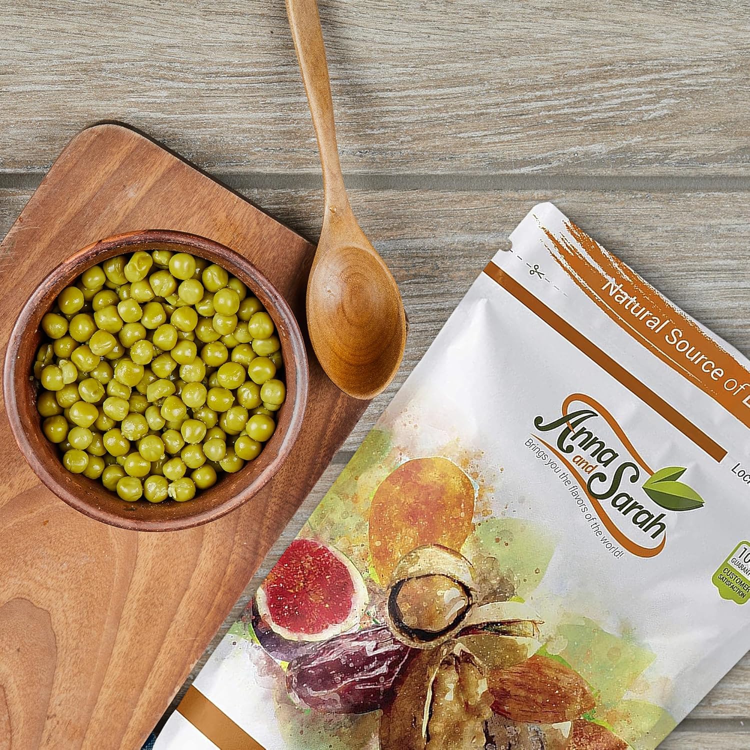 Anna and Sarah 3Lbs Fried Salted Green Peas - Vegan, High Fiber Snack, Kosher, Spicy Crunch in Resealable Bag 48 Oz - Image 2