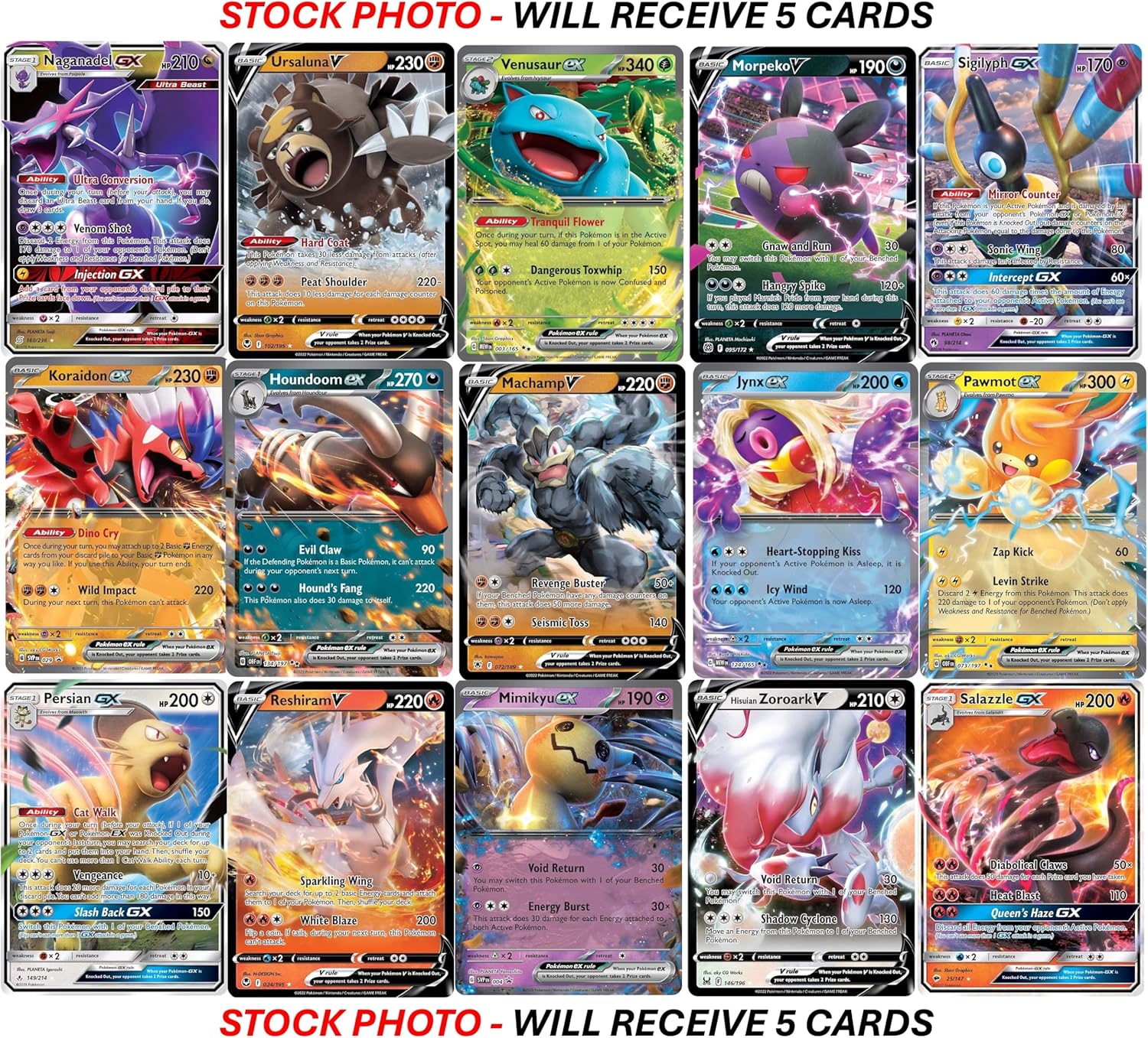 5 Pokemon Ultra Rare Card Lot - V, Gx, ex, Assorted Variety - No Duplicates - Image 5