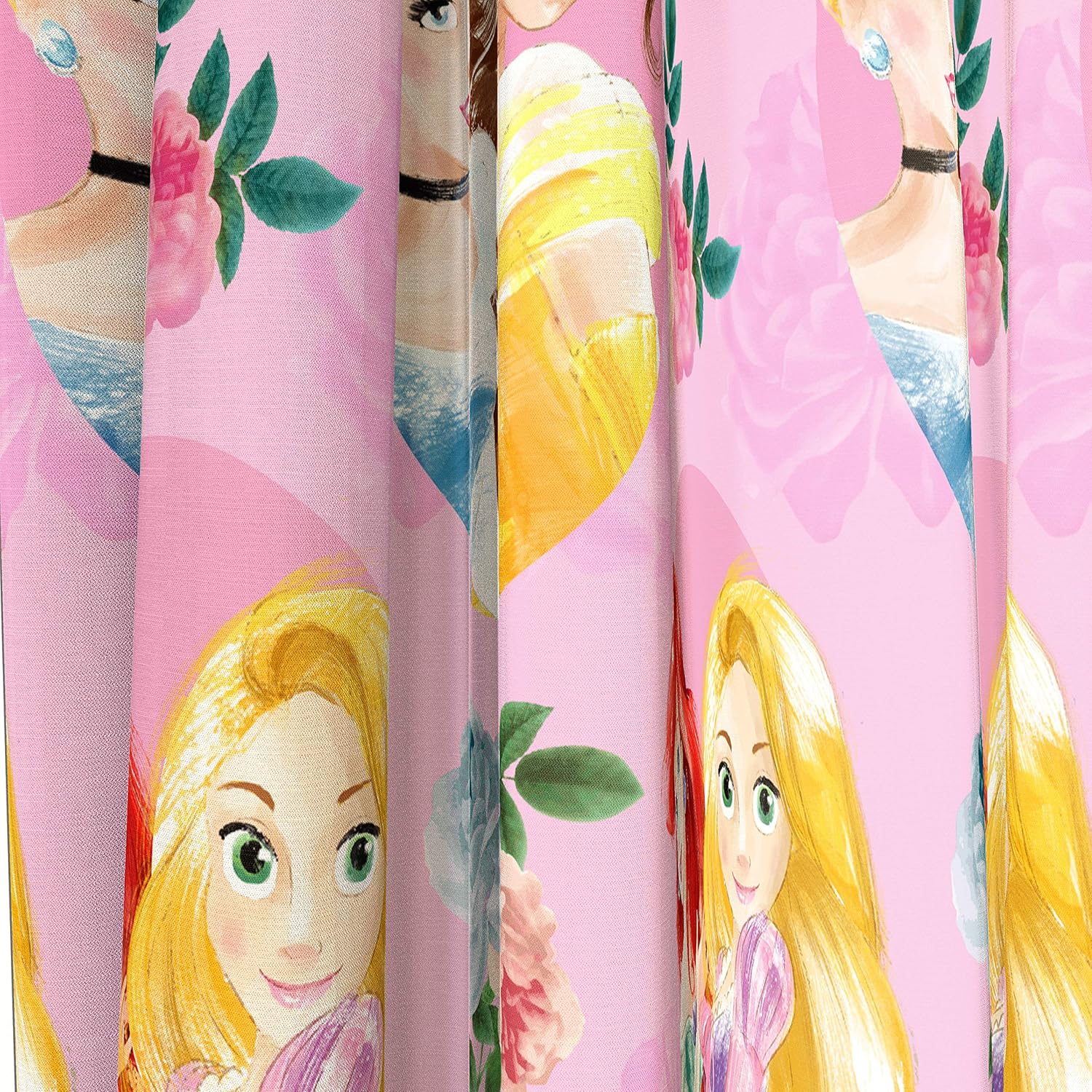 Jay Franco Disney Princess Sassy 63" Inch Drapes 4 Piece Set - Beautiful Room Décor & Easy Set Up, Bedding Features Cinderella & Belle - Window Curtains Include 2 Panels & 2 Tiebacks - Image 6