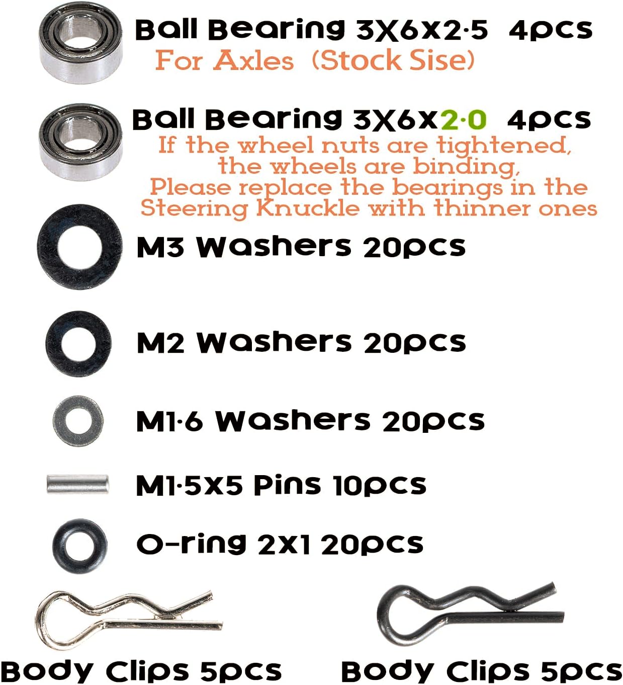 Button Head Screws Kit for SCX24 AX24 RC Car, 372Pcs, Hardened Steel Grade 12.9 Screws, Bearing & Screws Set with Box for 1/24 RC Crawler Car Axial SCX24 C10 Deadbolt JLU Gladiator Bronco - Image 3