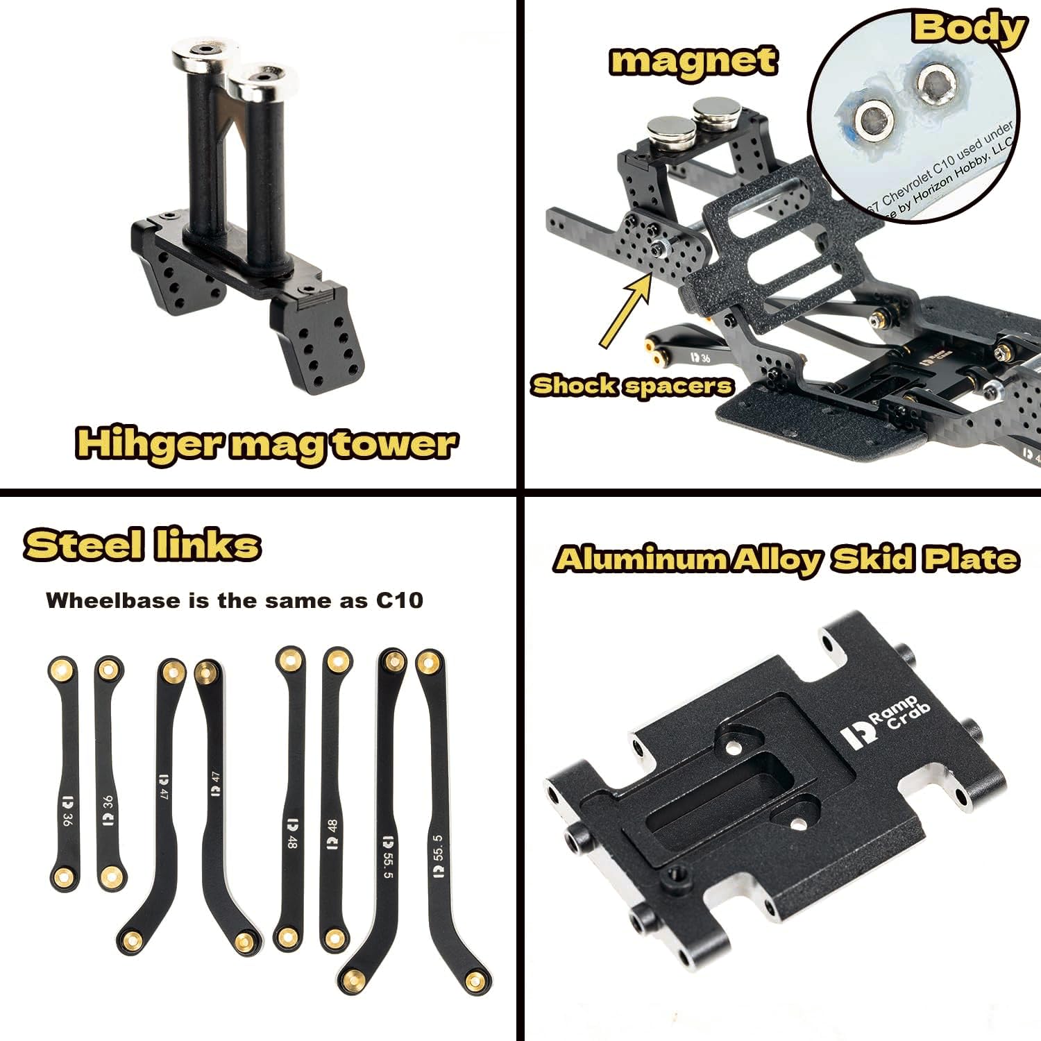 Carbon Fiber Chassis Kit for SCX24, 7° Angled Skid, LCG Chassis Kit for SCX24 C10, JLU, Base Camp, Bronco, Upgrade Part - Image 4