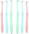 6 Pcs End Tuft Toothbrush, Small Round Head Braces Toothbrush, Individually Wrapped Small Toothbrushs for Gums, Fissures, Tooth Detail Cleaning (Pink, Green, Cyan)