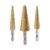 Aleric Step Drill Bit Set – Titanium Coated, High Speed Steel Drill Cone Bits for Aluminum, Wood and Plastic Hole Drilling Cutting, Multi Size Hole Stepped Up Unibit for DIY Lovers,3pcs