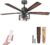 Consciot 52 Inch Ceiling Fans With Lights Remote, Modern Farmhouse Caged Ceiling Fan, Reversible Motor, 5 Double Finish Wood Blades, Rustic Ceiling Fan For Porch, Living Rooms, Bedroom, Hunter Black