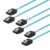 ADCAUDX Thin SATA-III Cable:12 Inches,3 Pack Flexible Straight SATA-Cable 6Gbps Data with Locking Latch for SSD, HDD, Hard Drives, Blue (0.3M)