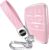 Key Fob Cover for Chevy GMC with Keychain, Silverado Sierra Tahoe Suburban Equinox Traverse Yukon Denali Terrain Buick Envision Premium Soft TPU Case (5 Buttons Pink)
