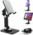 360 Rotating Cell Phone Stand,Folding Phone Stand,Adjustable Height and Angle Foldable Cell Phone Stand Holder for Desk, Taller iPhone Stand Compatible with iPad Smartphones Tablet (Black)