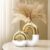White and Gold Ceramic Vase Home Decor,Mid Century Modern Centerpiece Table Decorations,Oval and Round Flower vases with Hole for Pampas Grass,Bookshelf,Fireplace Mantle,Farmhouse,Rustic Décor