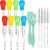 Boao 14 Pcs Heat-Resistant Turkey Baster Cooking Set Includes 8 Pcs 11 Inch Large Syringe Turkey Baster, 2 Basting Brush, 4 Cleaning Brush, Meat, Food Injector for Poultry, Beef,Chicken(Bright Color)
