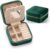 Plush Velvet Jewelry Travel Case,Small Jewelry Box,Traveling Jewelry Organizer,Portable Jewellery Storage Holder for Rings Earrings Necklace Bracelet, for Girls Women | Green-Mirror