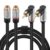 2 RCA Extension Cable 2 Feet, 90 Degree Right Angle 2RCA Male to 2 RCA Female Stereo Audio Extender Cord Adapter, Hi-Fi Sound, Gold Plated Connectors, Oxygen-Free Copper OFC