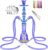 21” Hookah Set 4 Hose Hookah Set With Everything, Glass Vase, Ceramic Bowl, Coal Tong, Leather Hose, Hookah Foil, Disposable Hookah Tips (Blue)