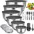 Wildone Mixing Bowls with Airtight Lids, 22 PCS Stainless Steel Mixing Bowls Set, 3 Grater Attachments, Measurement Marks & Non-Slip Bottom, Size 5, 4, 3, 2,1.5, 0.63QT, Ideal for Mixing & Prepping