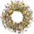 Yawwind 22 Inches Summer Wreaths for Front Door Rustic Spring Floral Wreath Summer Door Wreaths Wildflower Wreath with Lavender Daisy for Indoors Windows Porch Wall Outside